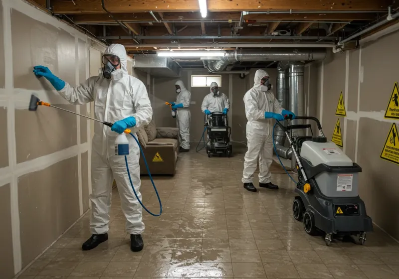 Basement Moisture Removal and Structural Drying process in Eclectic, AL